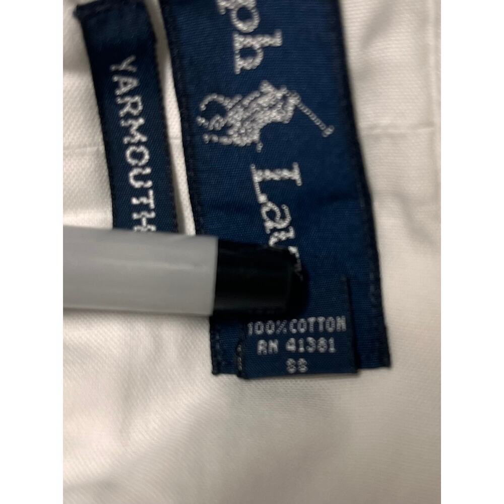 Ralph Lauren Yarmouth White Oxford Button Down Long Sleeve Shirt Pony L 16.5 - Picture 8 of 9
